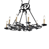 A beautifully crafted wrought iron chandelier featuring intricate scrollwork and eight candle-style lights. The design showcases elegant curves and detail, adding a touch of sophistication to any space. Ideal for dining areas or grand entryways, this fixture merges artisan craftsmanship with timeless appeal.