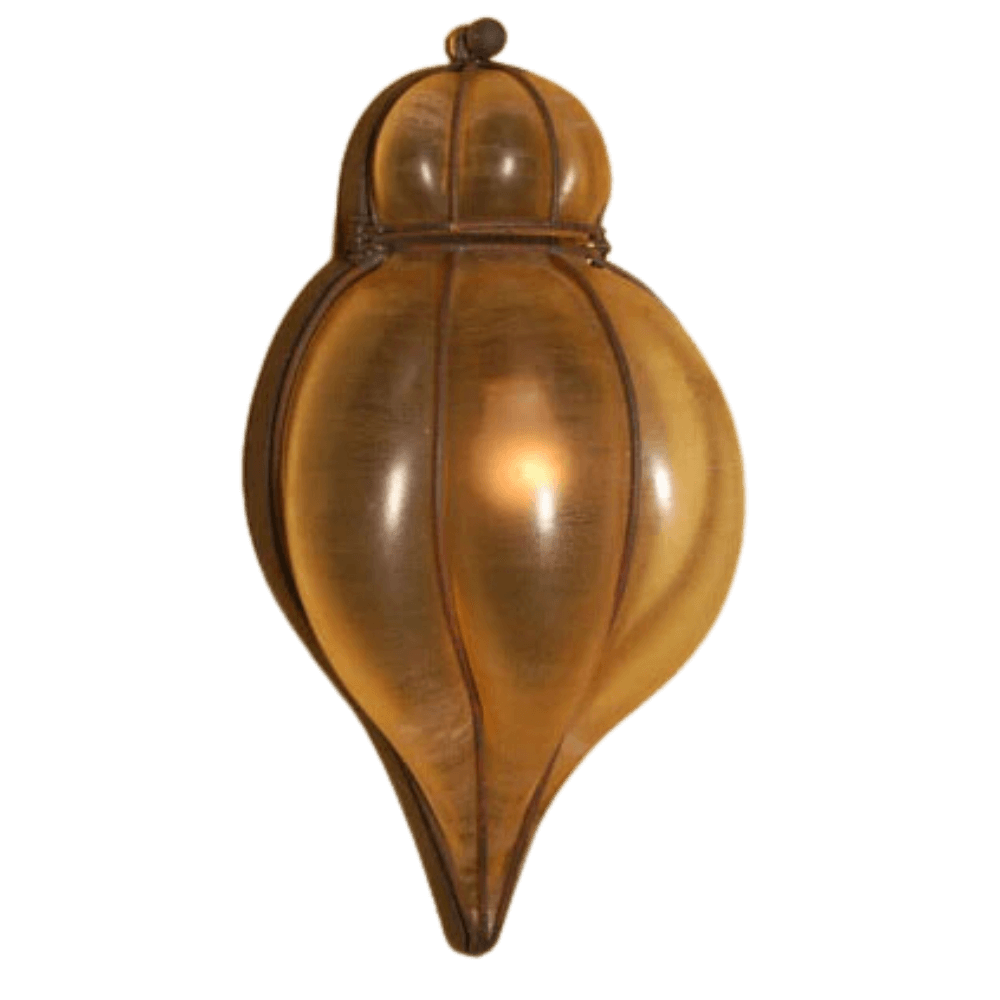 An elegant wall sconce featuring an ornate, rounded design with a warm amber glass shade. The wrought iron frame provides intricate detailing, enhancing the fixture's charm and sophistication. Ideal for adding a touch of classic elegance to any space.