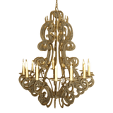 Elegantly designed wrought iron chandelier featuring ornate scrollwork and ten candle-style lights, perfect for adding a touch of sophistication and warmth to any space.